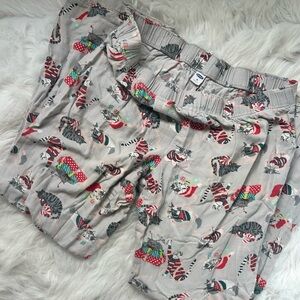 Gray Cat Print pajama pants